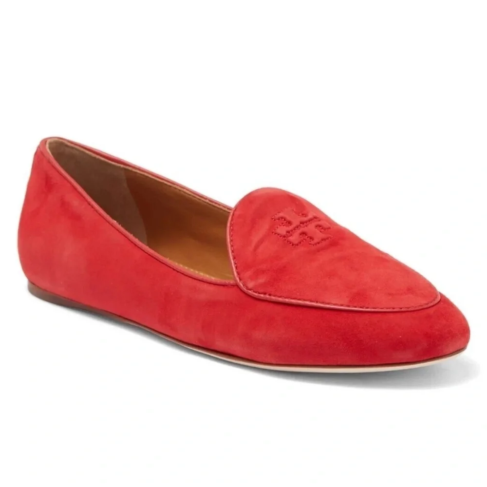 Tory Burch Vibrant Red Suede Slip On Flats NWOT Size 7M